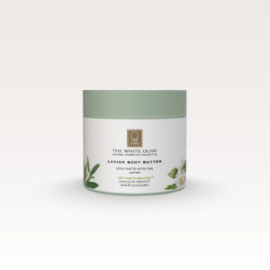 Unt de corp cu frunze de măslin și ceai alb