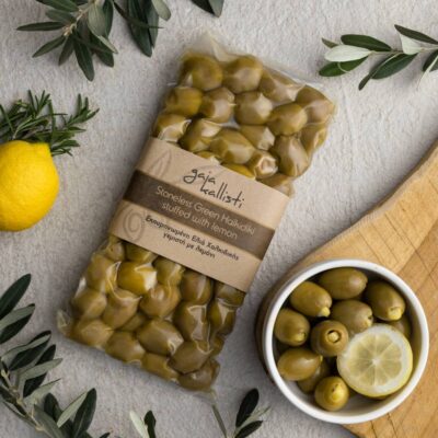 Măsline fără sâmburi Halkidiki cu lamâie